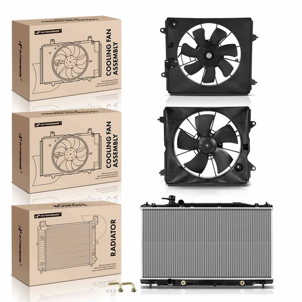3 Pcs Radiator & Cooling Fan Assembly Kit for 2007-2009 Honda CR-V