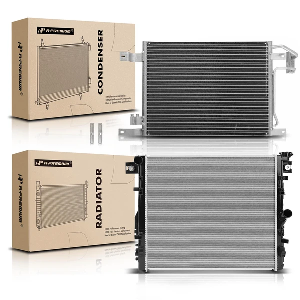 Radiator & AC Condenser Cooling Kit for Jeep Wrangler 2007-2011 V6 3.8L Manual