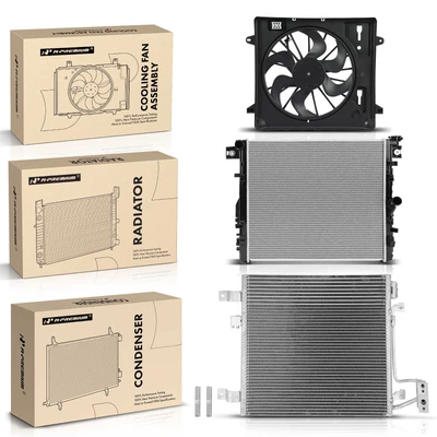 3 Pcs Radiator & AC Condenser & Cooling Fan Kit