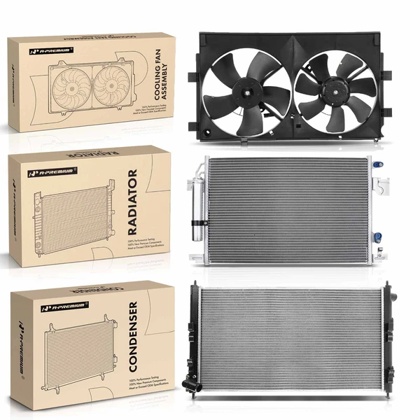 3 Pcs Radiator & AC Condenser & Cooling Fan Kit for Mitsubishi Outlander