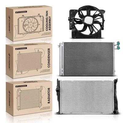 3 Pcs Radiator & AC Condenser & Cooling Fan Kit