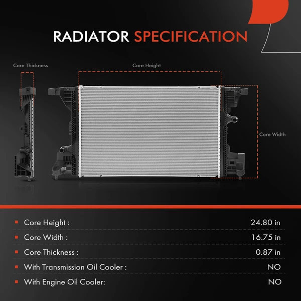 Radiator without Transmission Oil Cooler for Mercedes-Benz A35 AMG CLA35 AMG