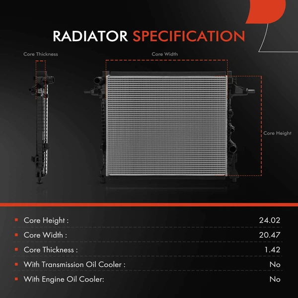 Plastic+Aluminium Radiator for Genesis GV70 2022-2025 3.5L 36mm Thickness