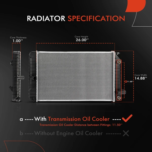 Aluminum Radiator with Transmission Oil Cooler for Buick Skylark 1994-1998 Chevrolet