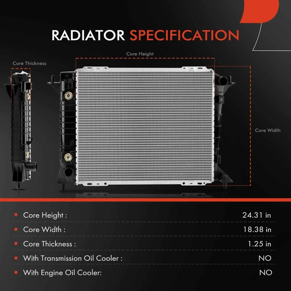 Aluminum Radiator with Transmission Oil Cooler for Ford Thunderbird 1994-1997 Lincoln