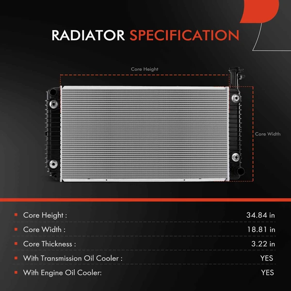 Radiator with Oil Cooler for Chevrolet Express 2500 3500 4500 GMC Savana 2500