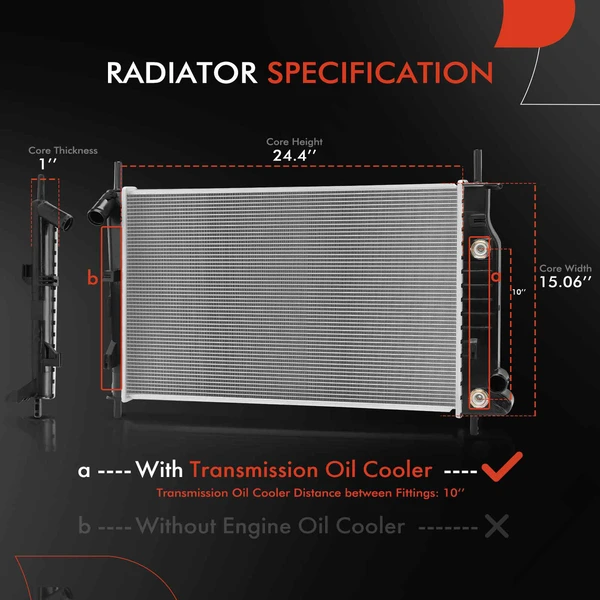 Aluminum Radiator with Transmission Oil Cooler for Ford Contour Mercury Cougar