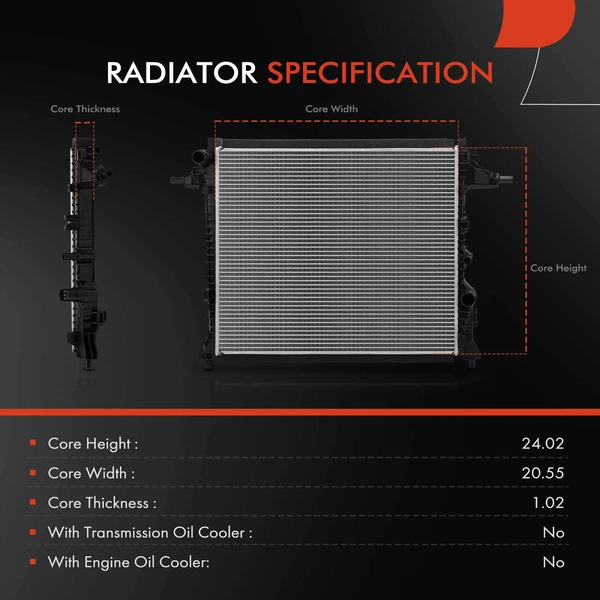 Plastic+Aluminium Radiator for Genesis GV70 2022-2024 2.5L 26mm
