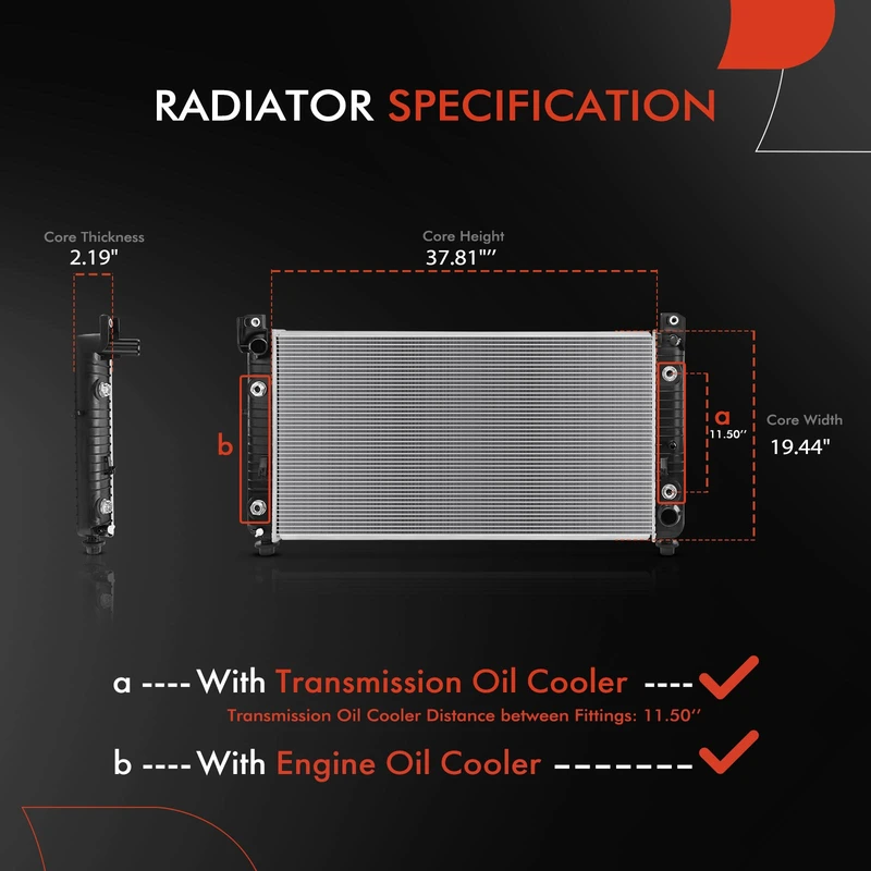 Radiator with Transmission Oil Cooler for Chevy Silverado 2500 HD GMC Sierra 3500 Classic