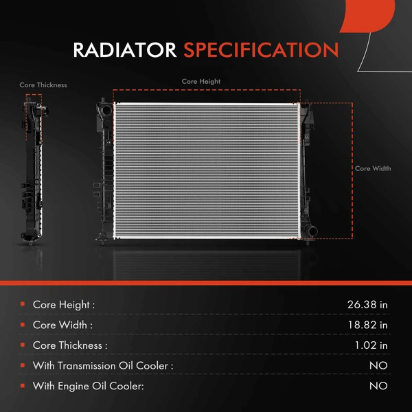 Radiator without Oil Cooler for Honda Tucson 2022-2024 L4 2.5L