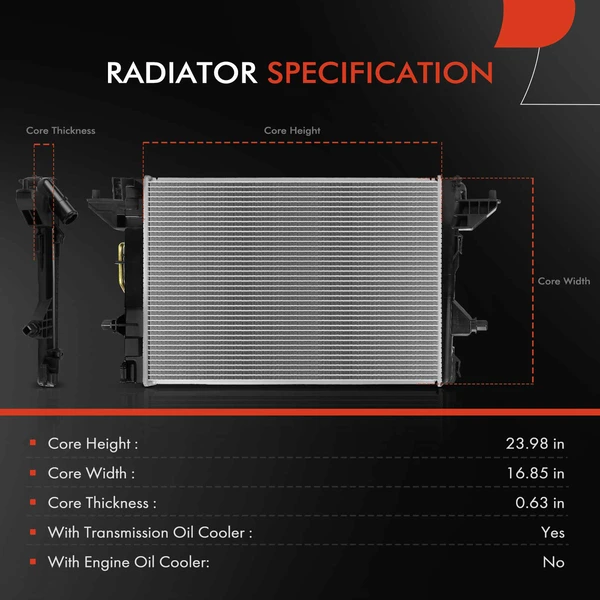 Radiator with Trans Oil Cooler for Hyundai Elantra 2021-2023 L4 2.0L