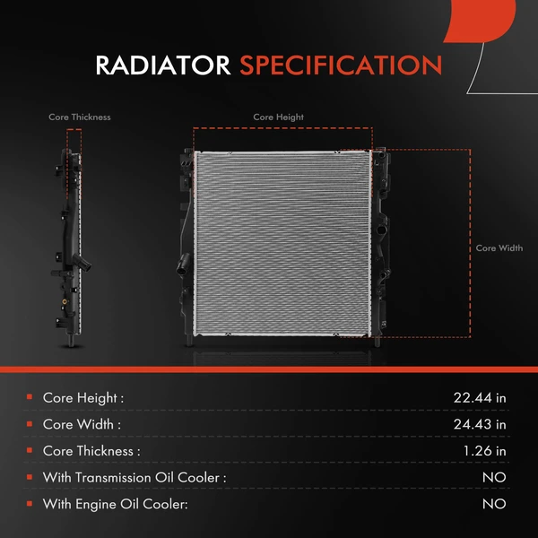 Aluminum and Plastic Radiator with Trans Oil Cooler for Mazda CX-90 2024 L6 3.3L