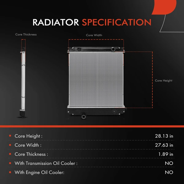 Radiator without Cooler for Ford B-800F F-650 F-750 FT900 L8501 L8513 LTS8000F