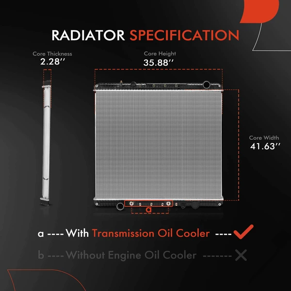 Radiator with Transmission Oil Cooler for Freightliner Coronado 2008-2019 Western Star