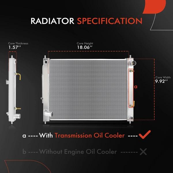Radiator with Transmission Oil Cooler for INFINITI G25 G37 Q40 Q60 Nissan 370Z