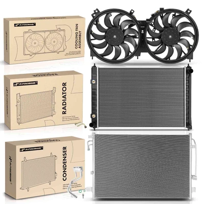 3 Pcs Radiator & AC Condenser & Cooling Fan Kit