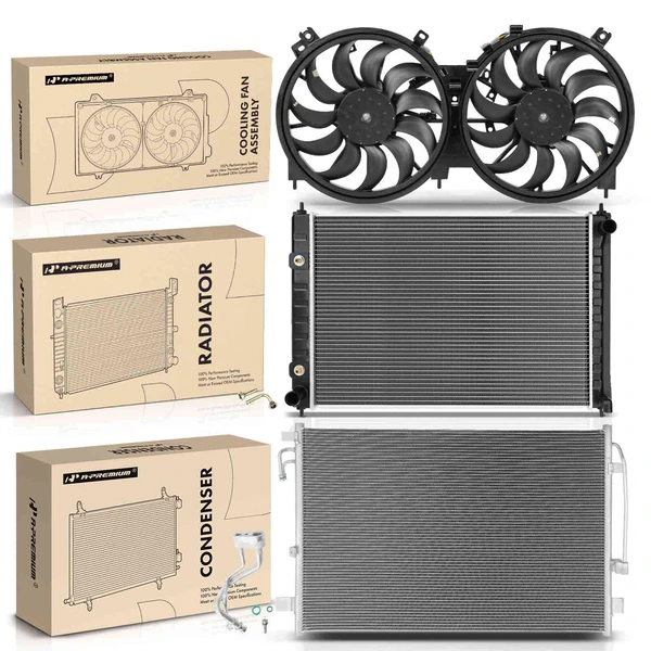 3 Pcs Radiator & AC Condenser & Cooling Fan Kit for 2009-2014 Nissan Murano