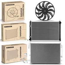 3 Pcs Radiator & AC Condenser & Cooling Fan Kit for 2009-2014 Nissan Murano