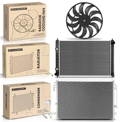 3 Pcs Radiator & AC Condenser & Cooling Fan Kit
