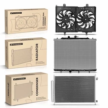 3 Pcs Radiator & AC Condenser & Cooling Fan Kit for 2008-2013 Nissan Rogue