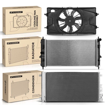 3 Pcs Radiator & AC Condenser & Cooling Fan Kit