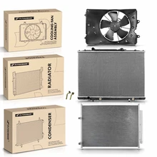 3 Pcs Radiator & AC Condenser & Cooling Fan Kit for 2009-2014 Honda Ridgeline
