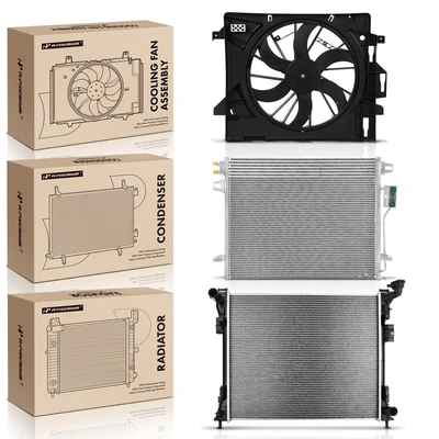 3 Pcs Radiator & AC Condenser & Cooling Fan Kit
