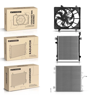 3 Pcs Radiator & AC Condenser & Cooling Fan Kit