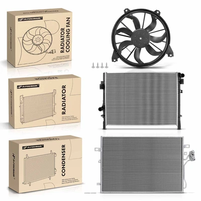 3 Pcs Radiator & AC Condenser & Cooling Fan Kit
