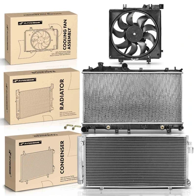 3 Pcs Radiator & AC Condenser & Cooling Fan Kit for Subaru Forester 2009-2013 H4 2.5L