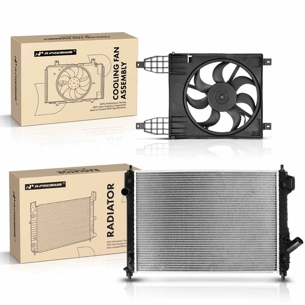 2 Pcs Radiator & Cooling Fan Assembly Kit for Chevrolet Aveo Aveo5 2009-2011 Pontiac