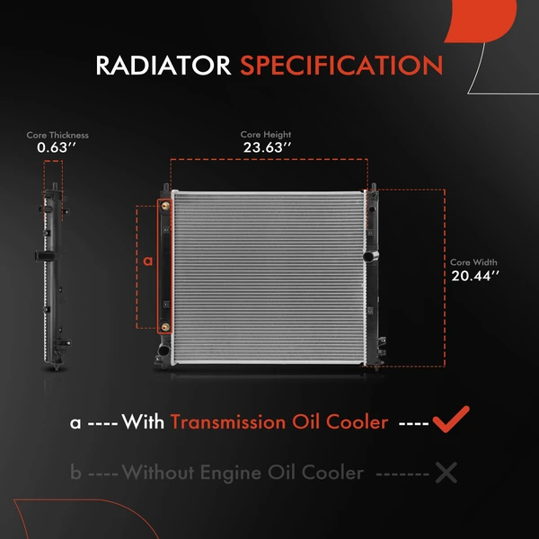 Radiator with Transmission Oil Cooler for Cadillac STS 2008-2010 V8 4.6L