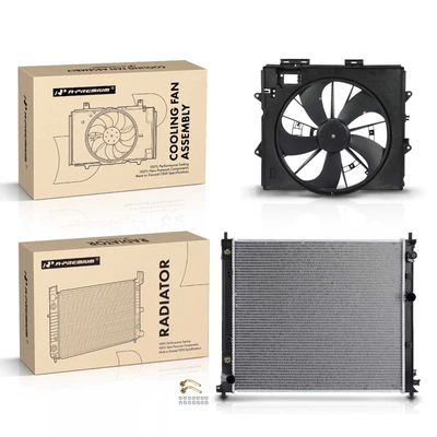 2 Pcs Radiator & Cooling Fan Assembly Kit