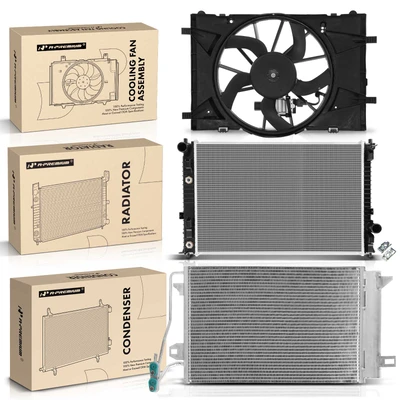 3 Pcs Radiator & AC Condenser & Cooling Fan Kit