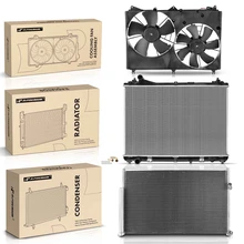 3 Pcs Radiator & AC Condenser & Cooling Fan Kit