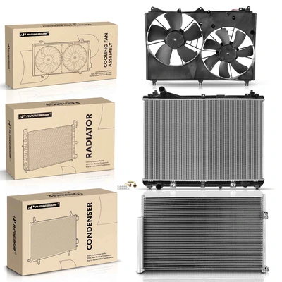 3 Pcs Radiator & AC Condenser & Cooling Fan Kit