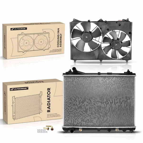 2 Pcs Radiator & Cooling Fan Assembly Kit for Suzuki Grand Vitara 2009-2013 2.4L