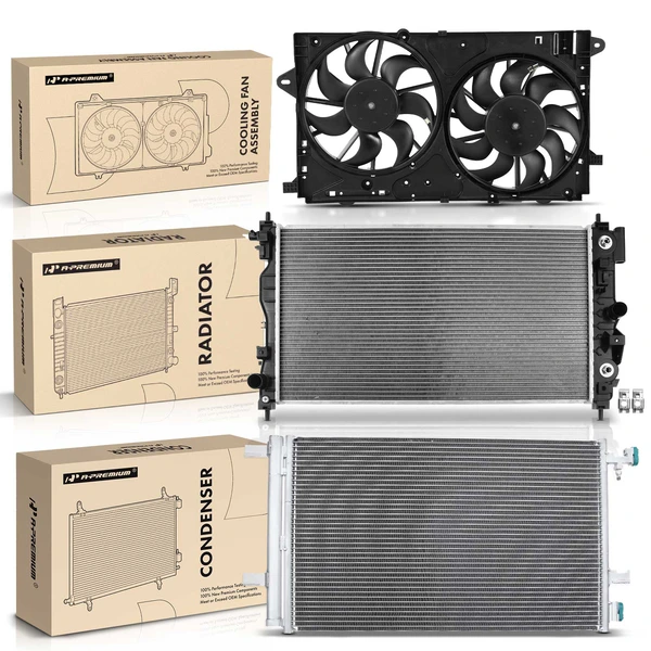 3 Pcs Radiator & AC Condenser & Cooling Fan Kit for 2011-2017 Buick Regal
