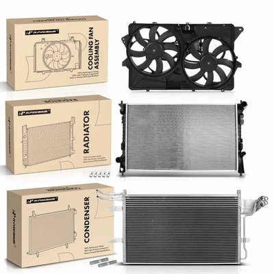 3 Pcs Radiator & AC Condenser & Cooling Fan Kit