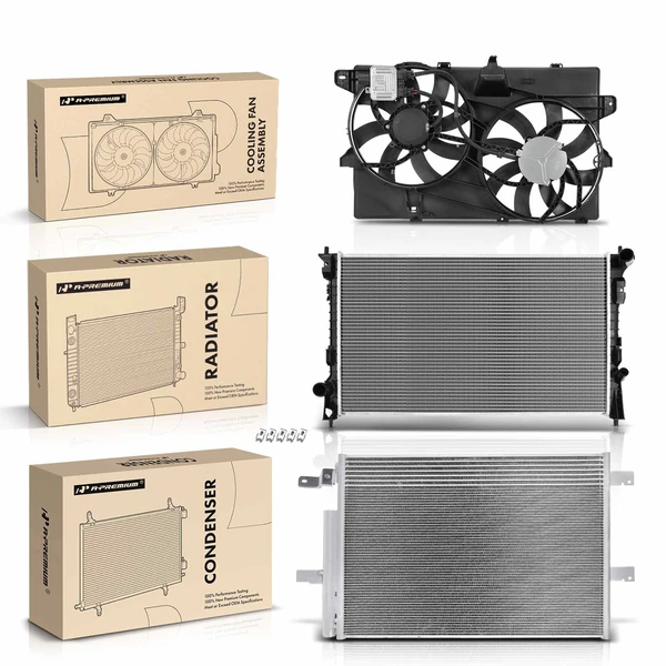3 Pcs Radiator & AC Condenser & Cooling Fan Kit for Ford Edge 2011 2013 2014 MKX