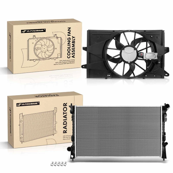 2 Pcs Radiator & Cooling Fan Assembly Kit for 2009-2012 Lincoln MKS