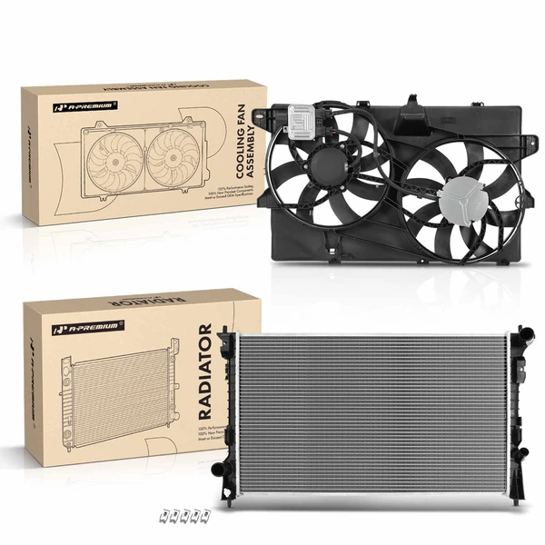 2 Pcs Radiator & Cooling Fan Assembly Kit for Ford Edge 2007-2014 Lincoln MKX 2007-2012