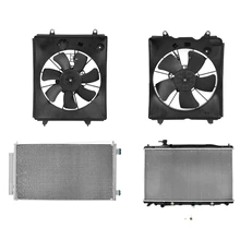 4 Pcs Radiator & AC Condenser & Cooling Fan with Shroud Kit for 2010-2011 Honda CR-V