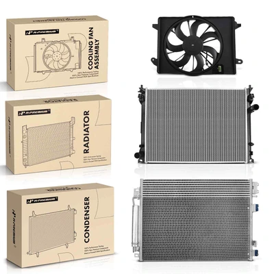 3 Pcs Radiator & AC Condenser & Cooling Fan Kit
