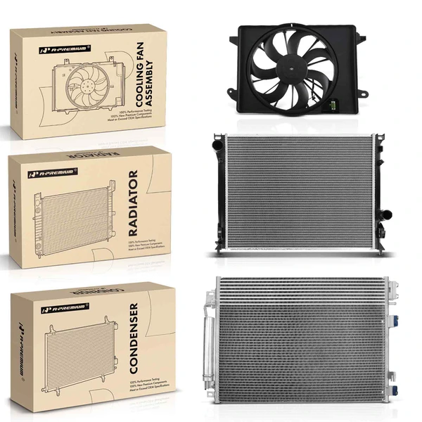 3 Pcs Radiator & AC Condenser & Cooling Fan Kit for 2009-2010 Dodge Challenger