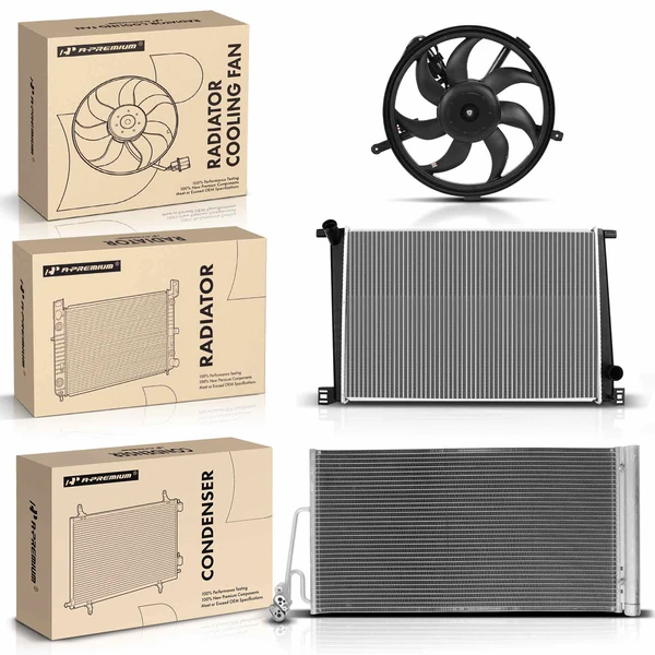 3 Pcs Radiator & AC Condenser & Cooling Fan Kit for 2013-2016 Mini Cooper Paceman