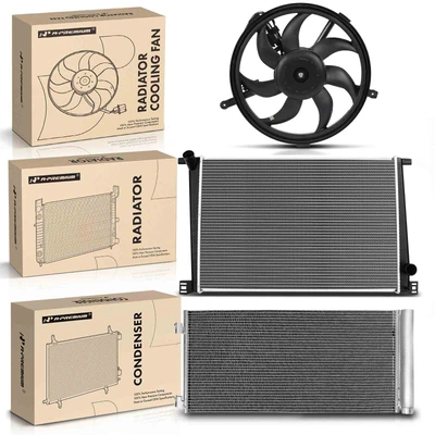 3 Pcs Radiator & AC Condenser & Cooling Fan Kit