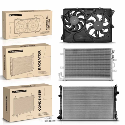 3 Pcs Radiator & AC Condenser & Cooling Fan Kit