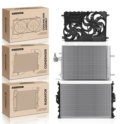 3 Pcs Radiator & AC Condenser & Cooling Fan Kit