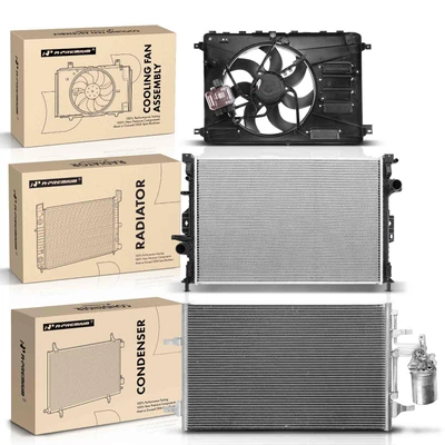 3 Pcs Radiator & AC Condenser & Cooling Fan Kit